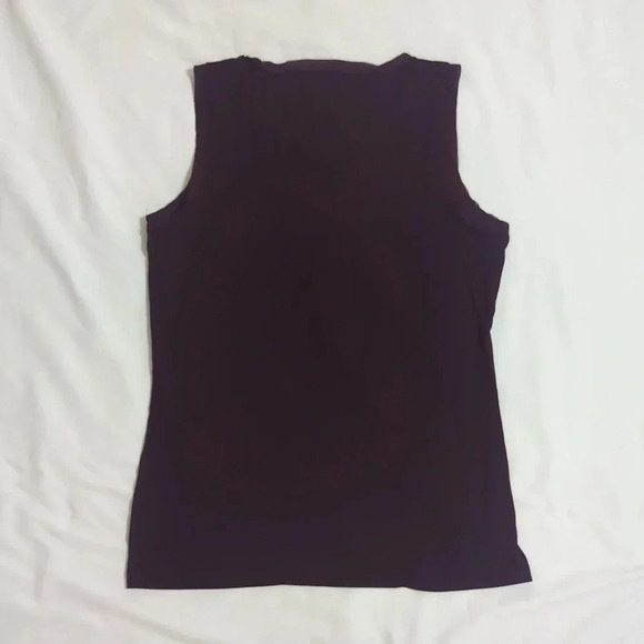 LOFT Ruffle Neck sleeveless Blouse, Color Maroon Size M - Picture 2 of 13